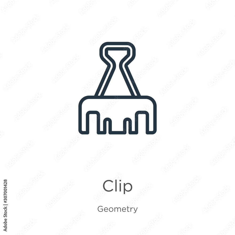 Poster clip icon. thin linear clip outline icon isolated on white background from geometry collection. line