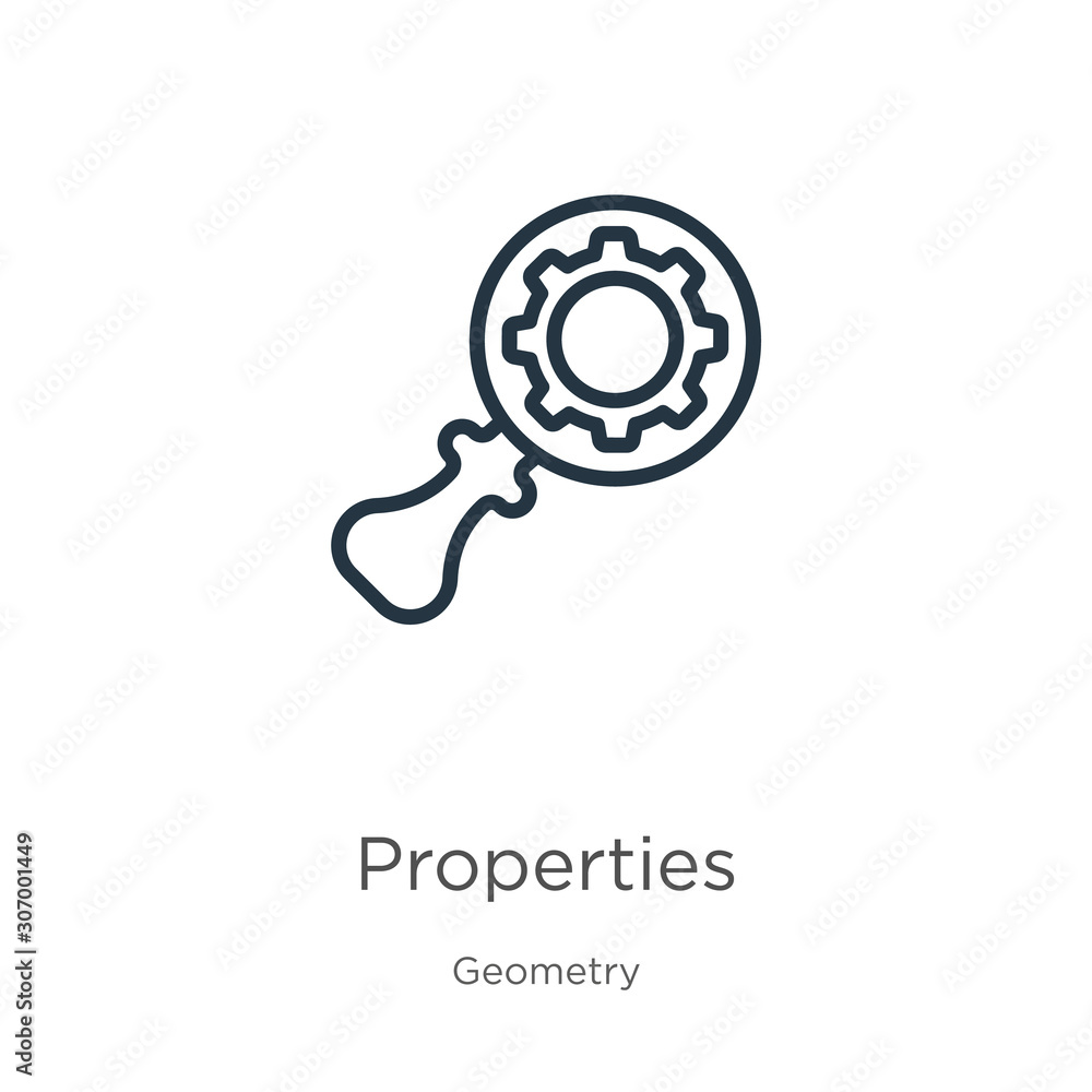 Poster properties icon. thin linear properties outline icon isolated on white background from geometry coll