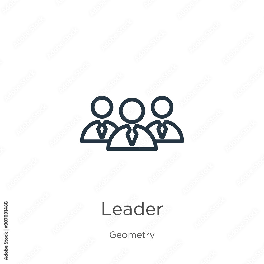 Poster leader icon. thin linear leader outline icon isolated on white background from geometry collection. 
