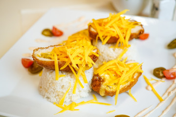 Chicken dish on a restaurant table
