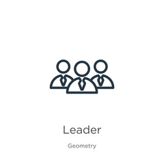 Leader icon. Thin linear leader outline icon isolated on white background from geometry collection. Line vector leader sign, symbol for web and mobile