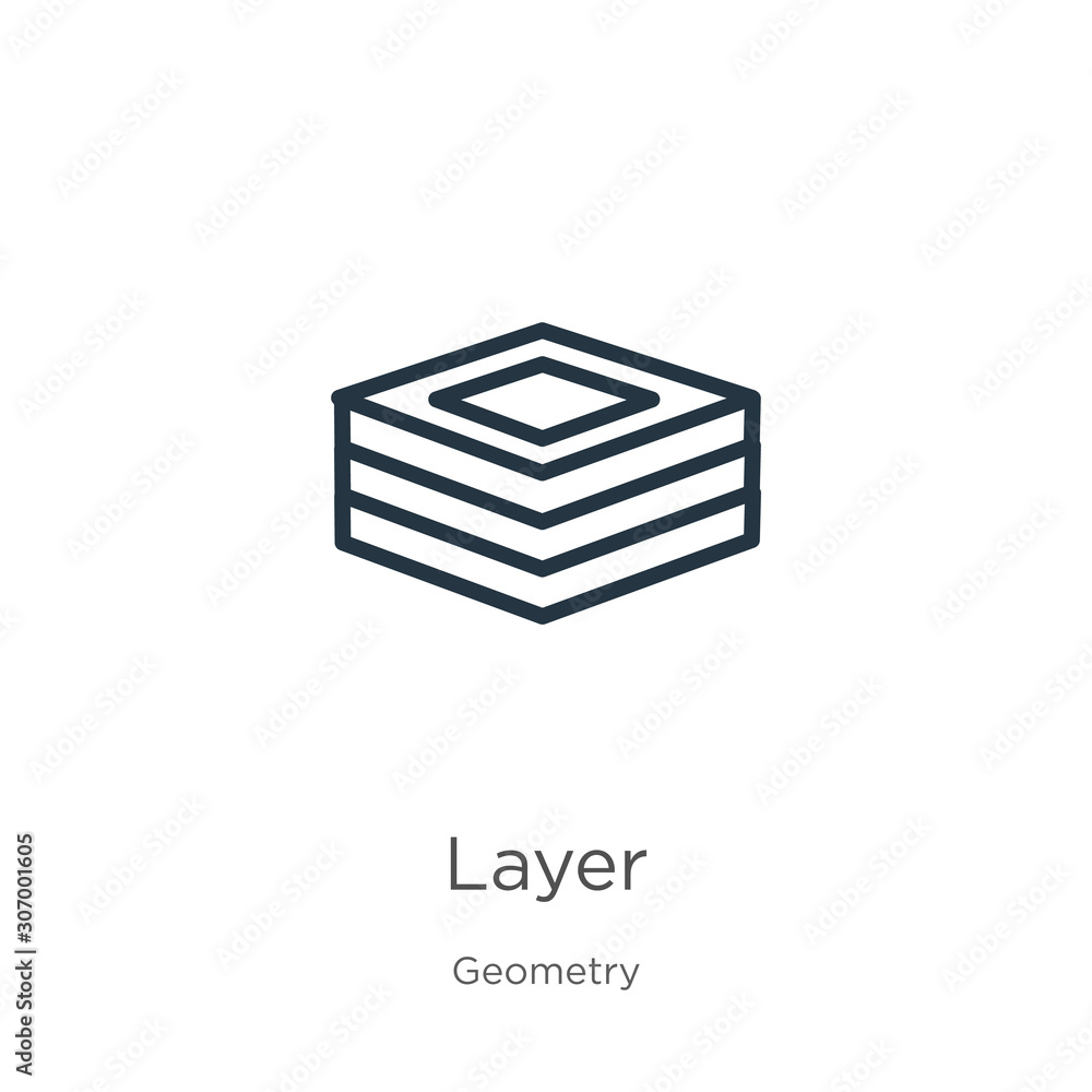 Poster layer icon. thin linear layer outline icon isolated on white background from geometry collection. li