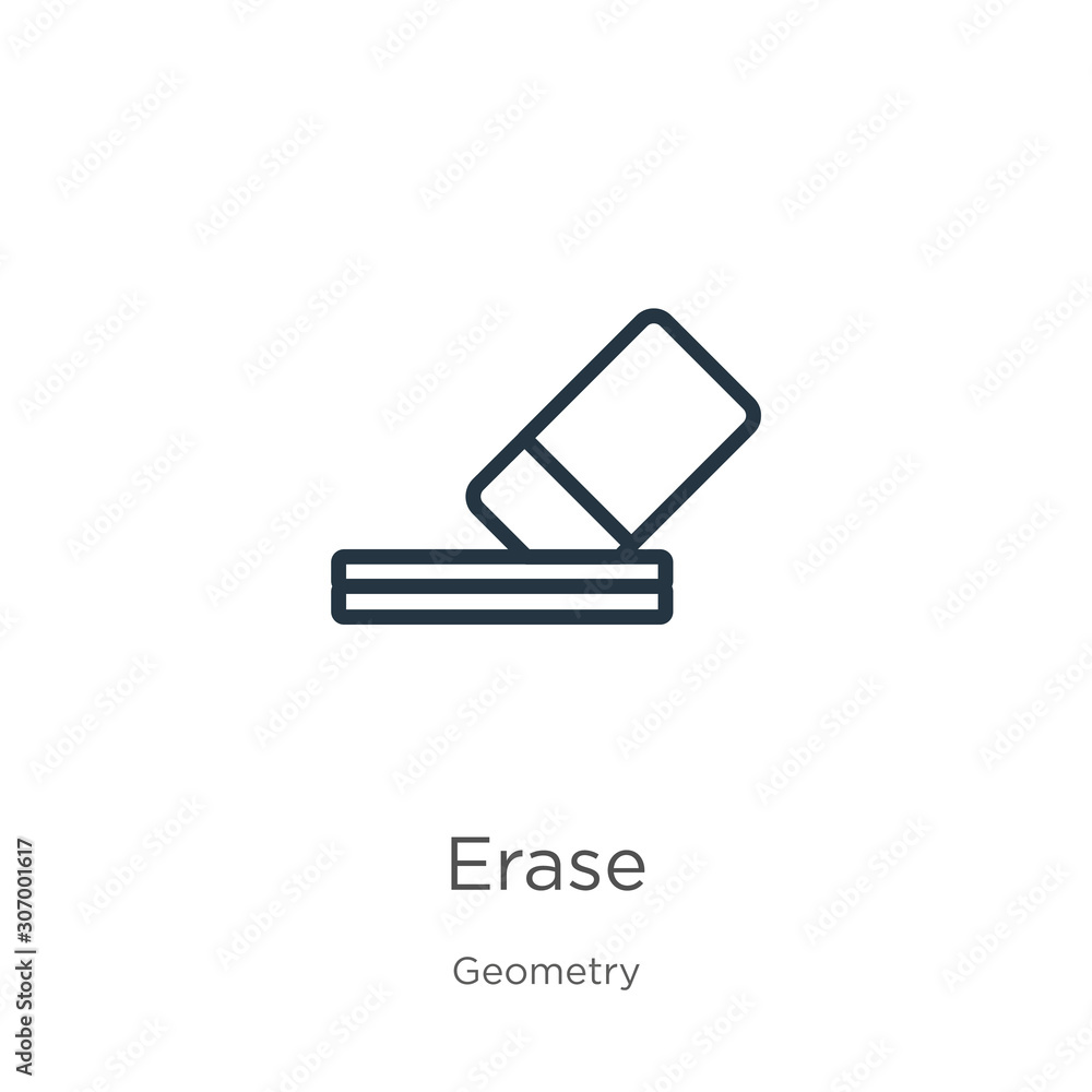 Poster erase icon. thin linear erase outline icon isolated on white background from geometry collection. li