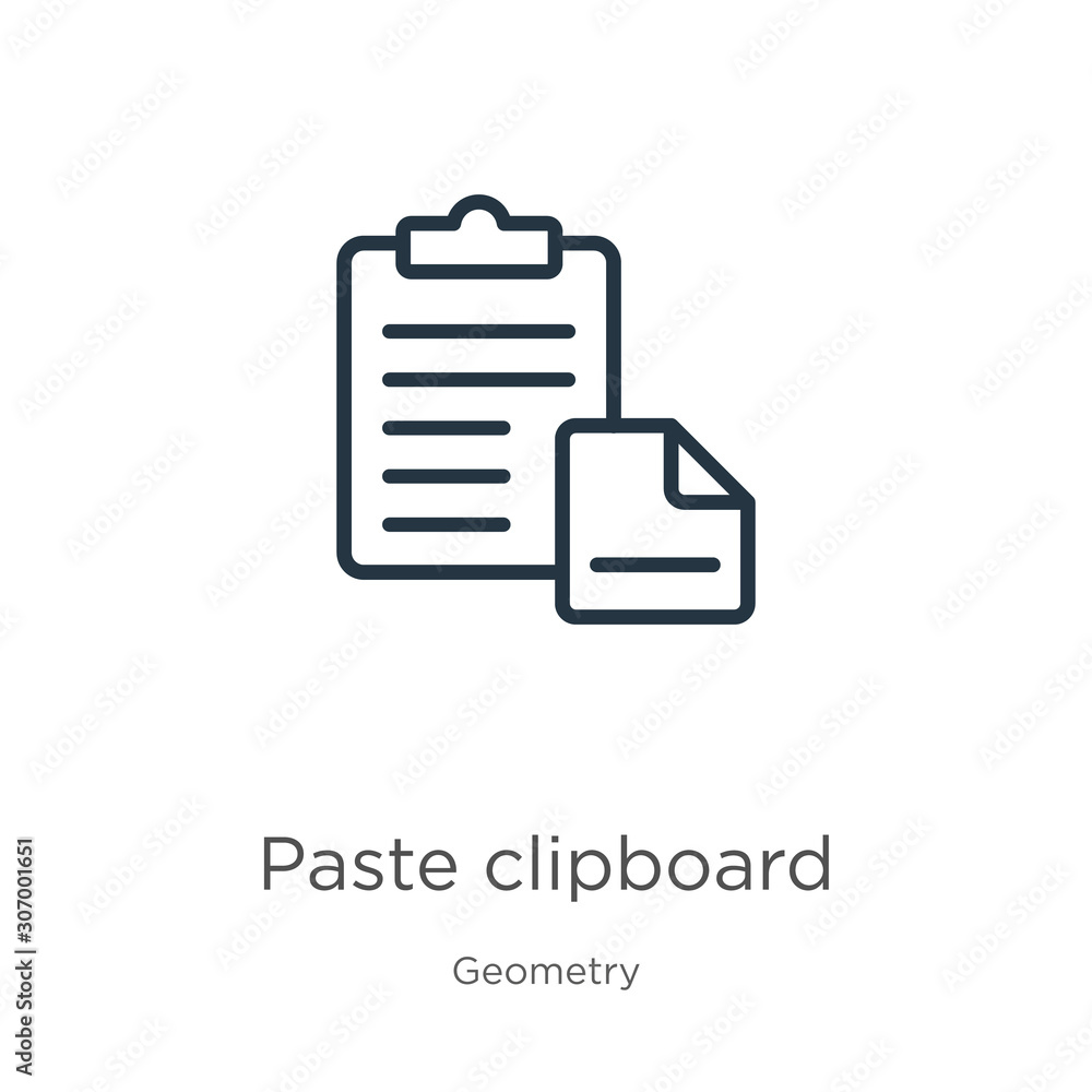 Aufkleber paste clipboard icon. thin linear paste clipboard outline icon isolated on white background from geo