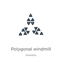 Polygonal windmill icon. Thin linear polygonal windmill outline icon isolated on white background from geometry collection. Line vector polygonal windmill sign, symbol for web and mobile