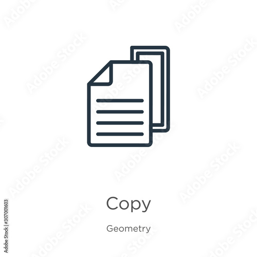 Fototapete Copy Icon Thin Linear Copy Outline Icon Isolated On White Background From Geometry Collection Line Vector Copy Sign Symbol For Web And Mobile Premium Art