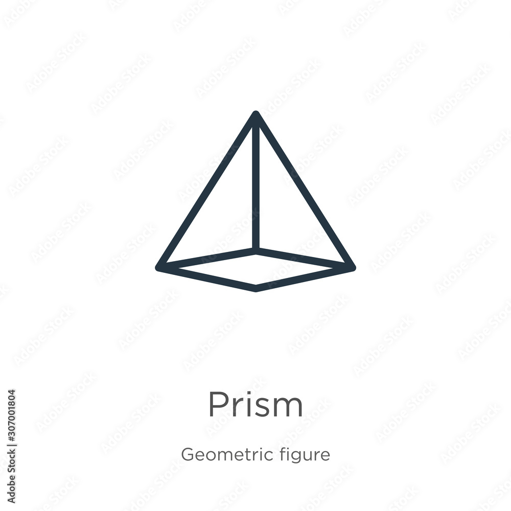 Poster prism icon. thin linear prism outline icon isolated on white background from geometry collection. li