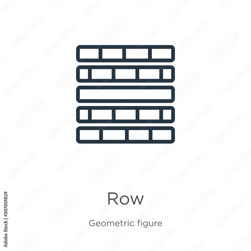 Poster row icon. thin linear row outline icon isolated on white background from geometric figure collection