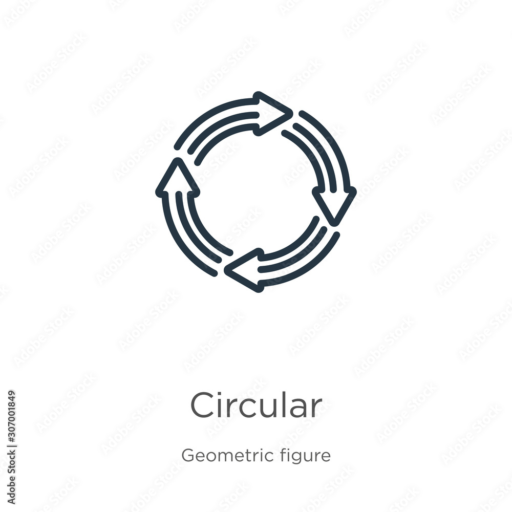 Poster circular icon. thin linear circular outline icon isolated on white background from geometric figure 