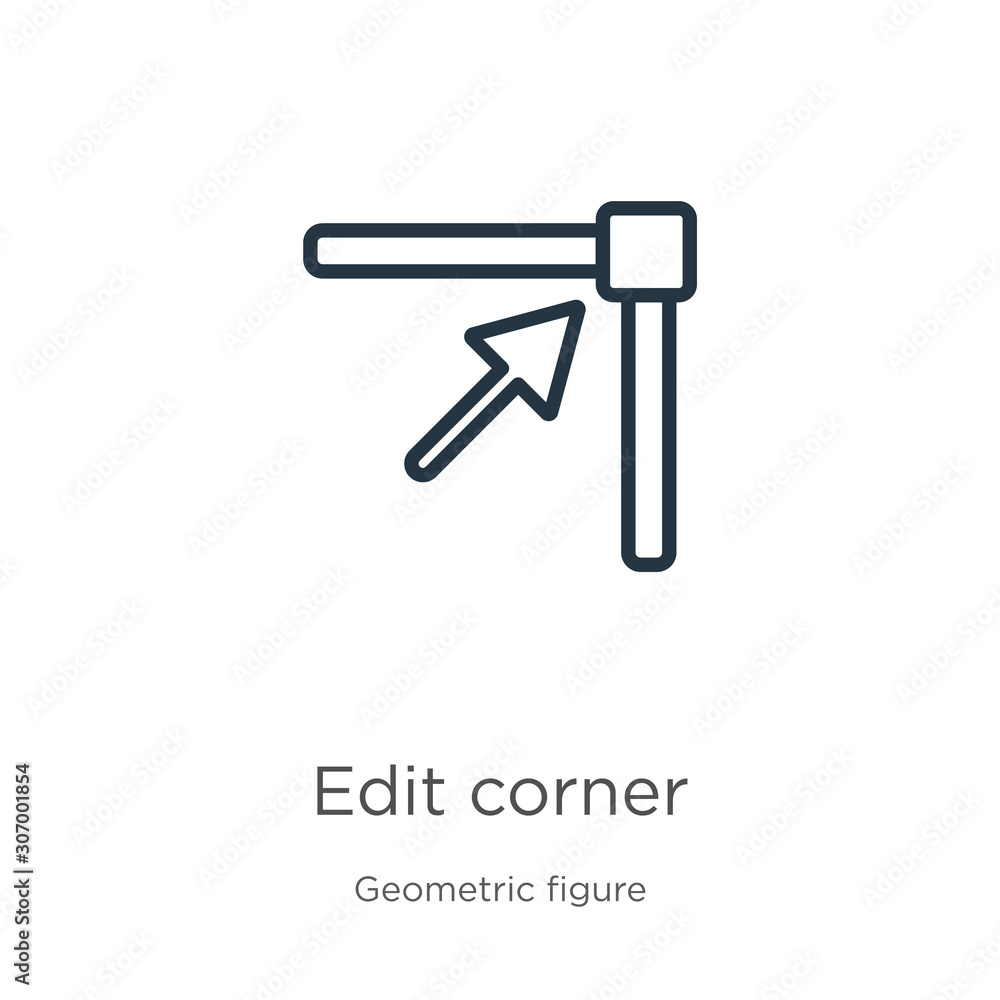 Poster edit corner icon. thin linear edit corner outline icon isolated on white background from geometric f