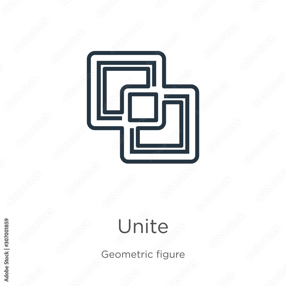 Poster unite icon. thin linear unite outline icon isolated on white background from geometric figure collec