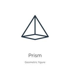 Prism icon. Thin linear prism outline icon isolated on white background from geometry collection. Line vector prism sign, symbol for web and mobile