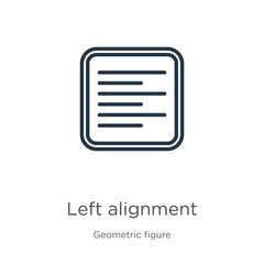 Left alignment icon. Thin linear left alignment outline icon isolated on white background from geometric figure collection. Line vector left alignment sign, symbol for web and mobile