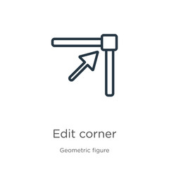 Edit corner icon. Thin linear edit corner outline icon isolated on white background from geometric figure collection. Line vector edit corner sign, symbol for web and mobile