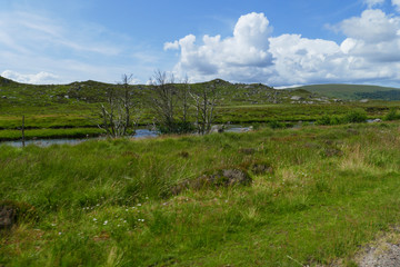 Fluss Black Water in den Highlands von Schottland, Großbritanien