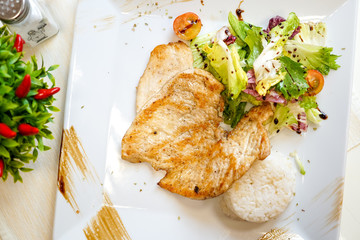 Chicken dish on a restaurant table
