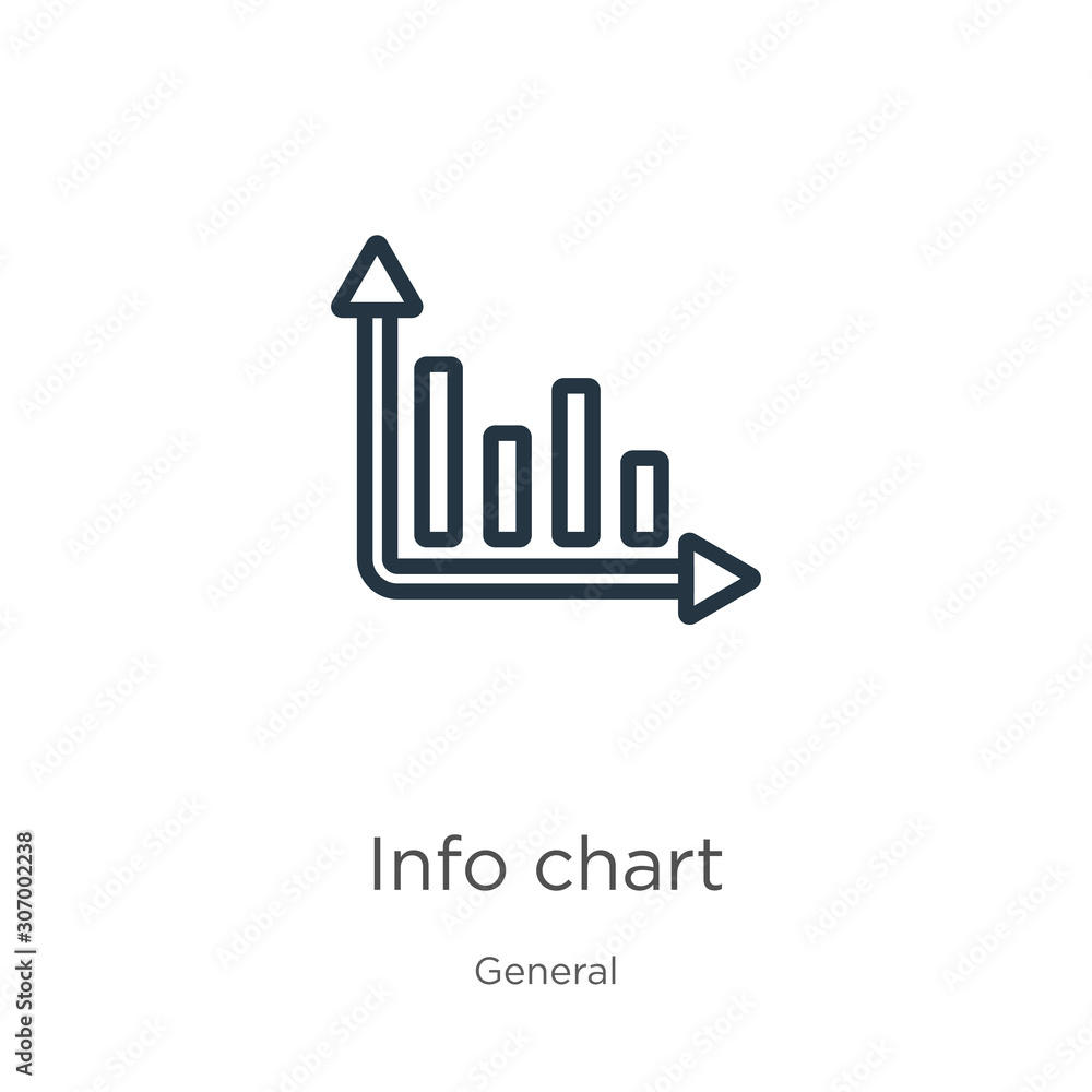 Poster info chart icon. thin linear info chart outline icon isolated on white background from general colle