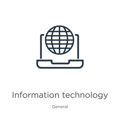 Information technology icon. Thin linear information technology outline icon isolated on white background from general collection. Line vector information technology sign, symbol for web and mobile