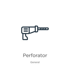 Obraz premium Perforator icon. Thin linear perforator outline icon isolated on white background from general collection. Line vector perforator sign, symbol for web and mobile