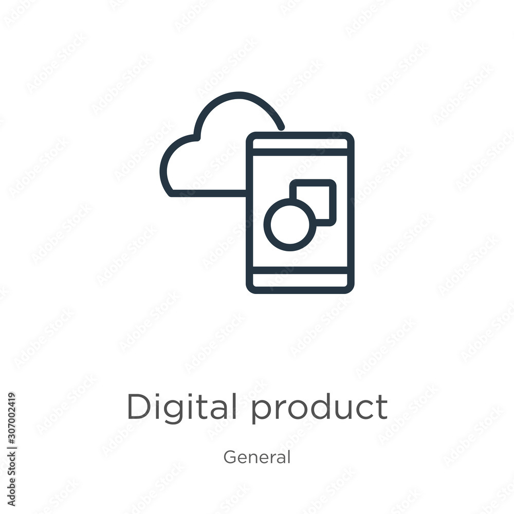 Poster digital product icon. thin linear digital product outline icon isolated on white background from gen