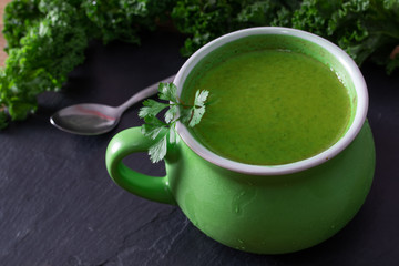 natural cream or vegetable puree presented on plate