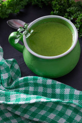 natural cream or vegetable puree presented on plate