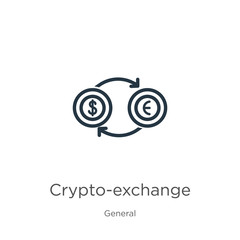 Crypto-exchange icon. Thin linear crypto-exchange outline icon isolated on white background from general collection. Line vector crypto-exchange sign, symbol for web and mobile