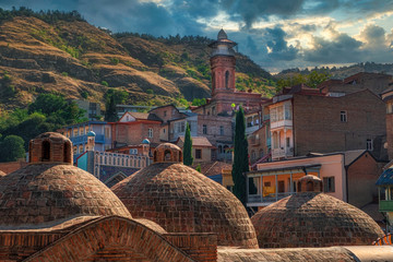 Dome structures of ancient thermal spa, old town Tbilisi, Georgia