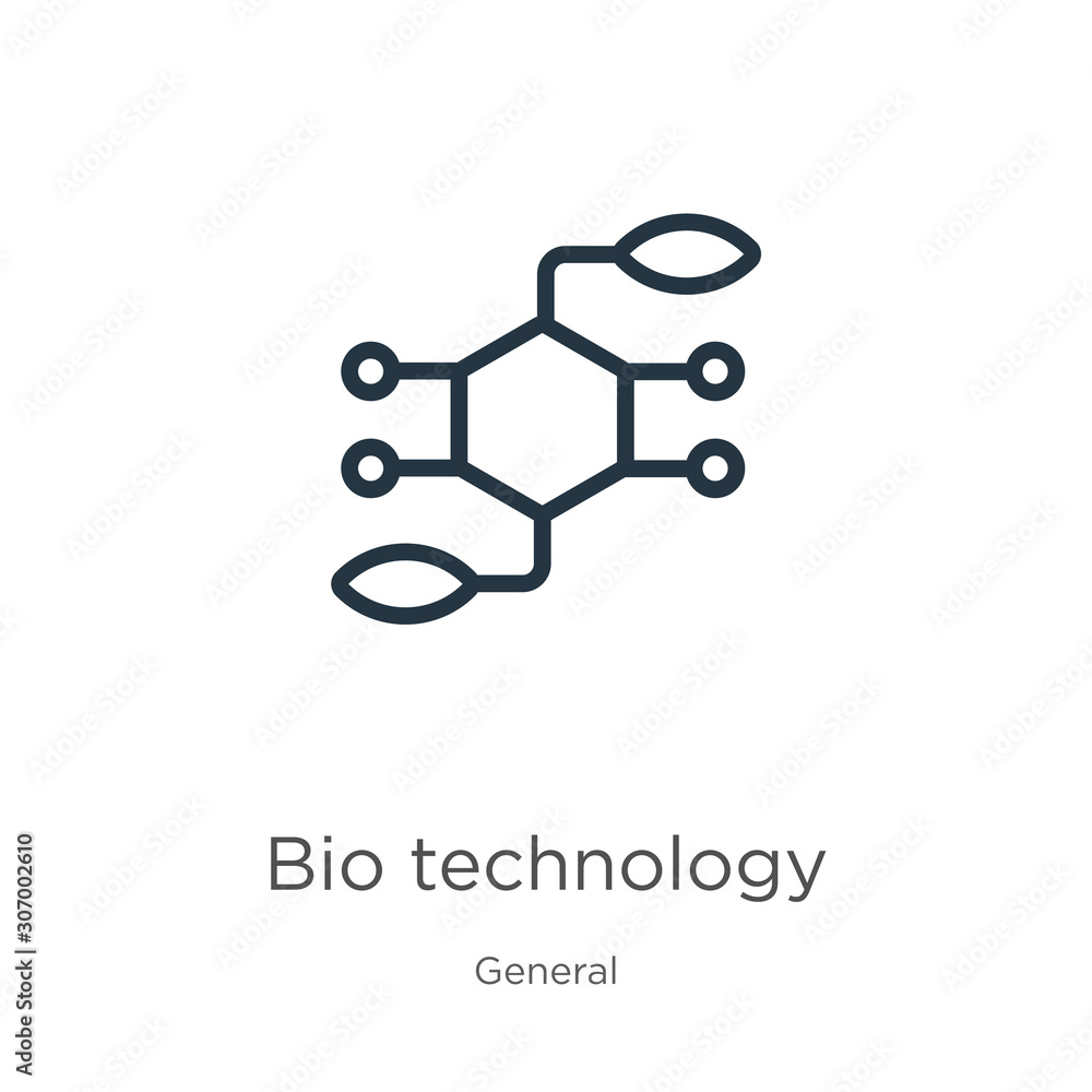 Aufkleber bio technology icon. thin linear bio technology outline icon isolated on white background from gener
