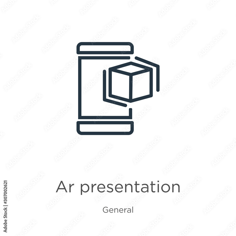 Poster ar presentation icon. thin linear ar presentation outline icon isolated on white background from gen