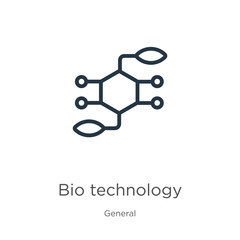 Bio technology icon. Thin linear bio technology outline icon isolated on white background from general collection. Line vector bio technology sign, symbol for web and mobile
