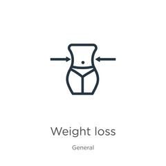Weight loss icon. Thin linear weight loss outline icon isolated on white background from general collection. Line vector weight loss sign, symbol for web and mobile