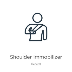 Shoulder immobilizer icon. Thin linear shoulder immobilizer outline icon isolated on white background from general collection. Line vector shoulder immobilizer sign, symbol for web and mobile