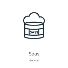 Saas icon. Thin linear saas outline icon isolated on white background from general collection. Line vector saas sign, symbol for web and mobile