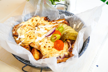 Chicken dish on a restaurant table