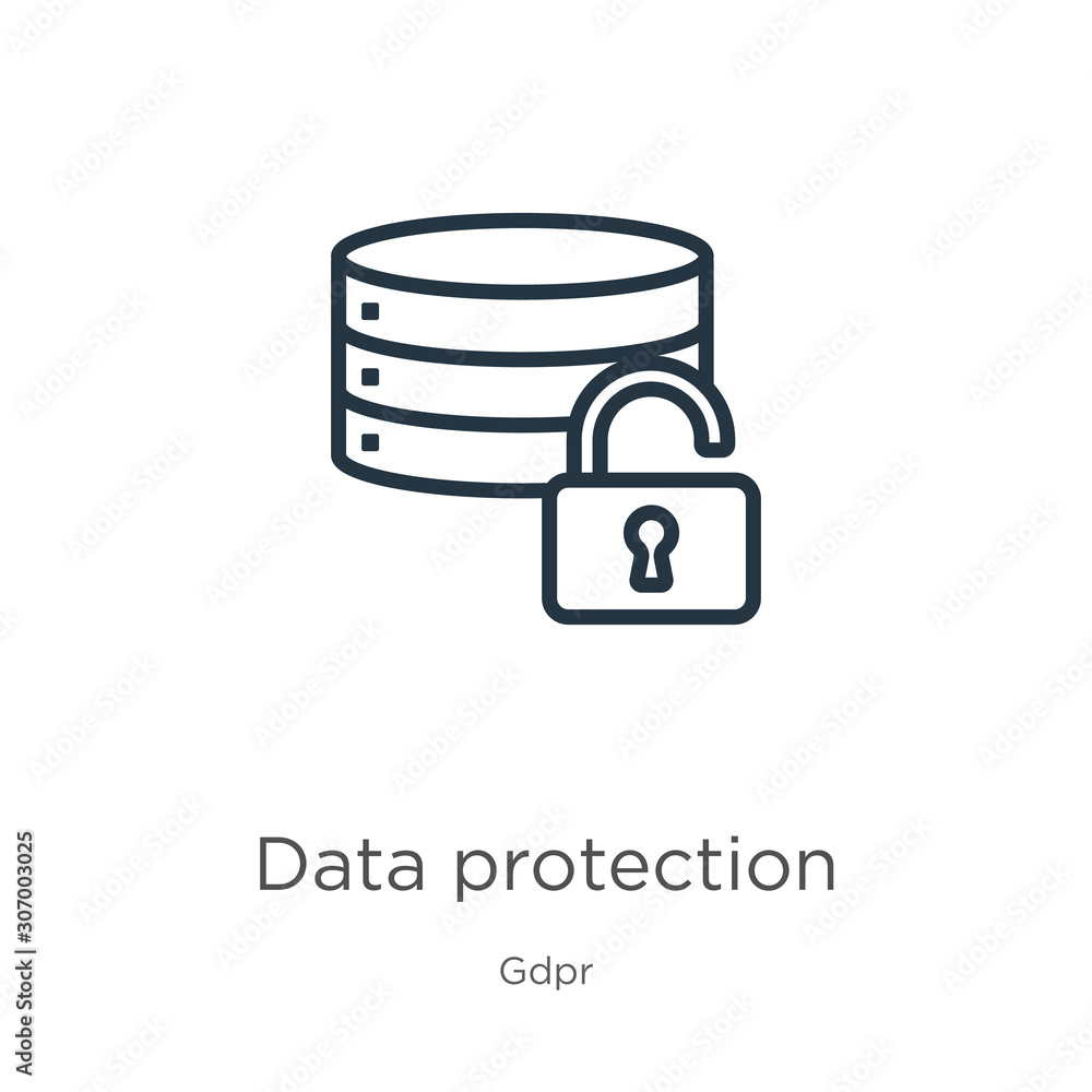 Poster data protection icon. thin linear data protection outline icon isolated on white background from gdp