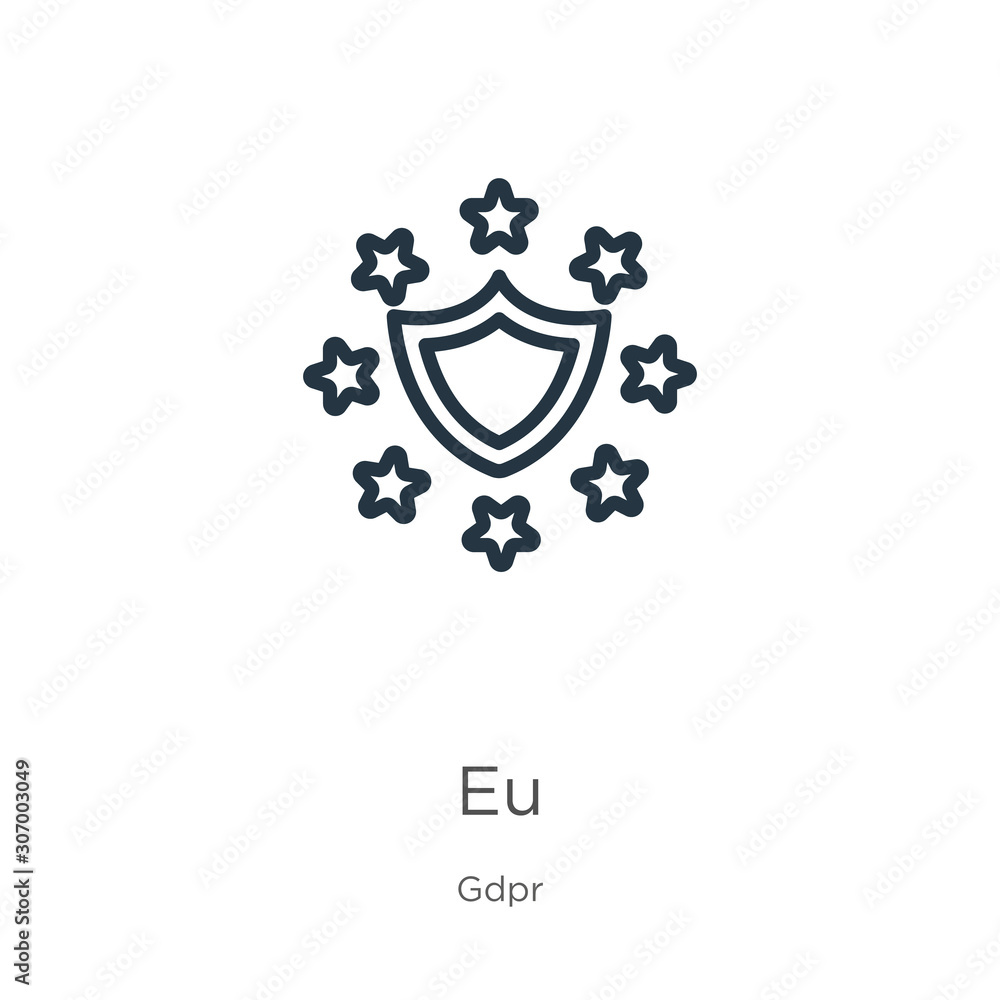 Aufkleber eu icon. thin linear eu outline icon isolated on white background from gdpr collection. line vector 