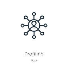Profiling icon. Thin linear profiling outline icon isolated on white background from gdpr collection. Line vector profiling sign, symbol for web and mobile