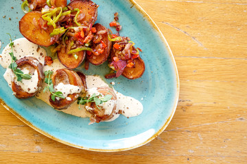 Chicken dish on a restaurant table