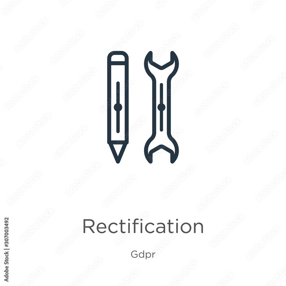 Poster rectification icon. thin linear rectification outline icon isolated on white background from gdpr co