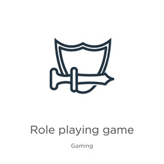 Role playing game icon. Thin linear role playing game outline icon isolated on white background from gaming collection. Line vector role playing game sign, symbol for web and mobile