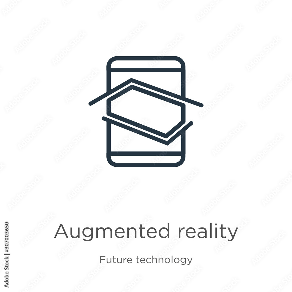 Poster augmented reality icon. thin linear augmented reality outline icon isolated on white background from