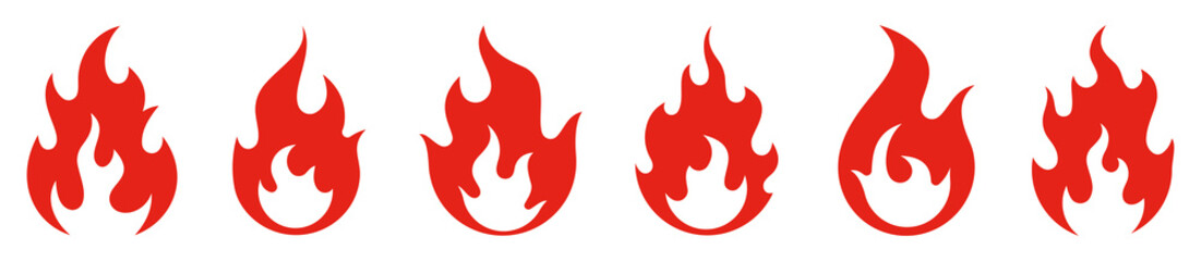 Fire flames icons collection. Vector