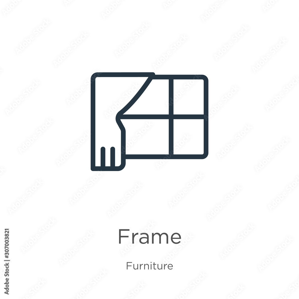 Poster frame icon. thin linear frame outline icon isolated on white background from furniture collection. l
