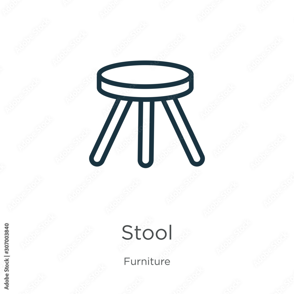 Poster stool icon. thin linear stool outline icon isolated on white background from furniture collection. l