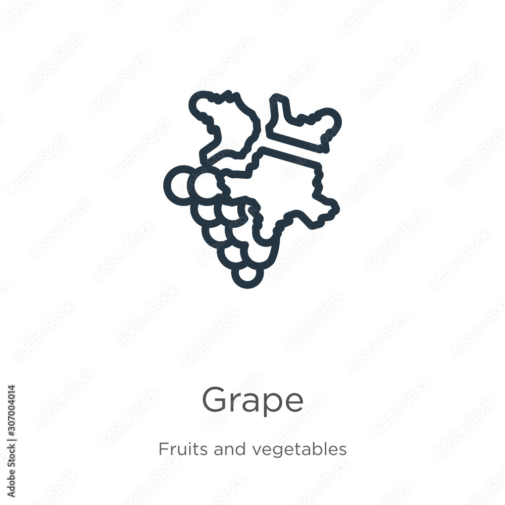Poster grape icon. thin linear grape outline icon isolated on white background from fruits collection. line