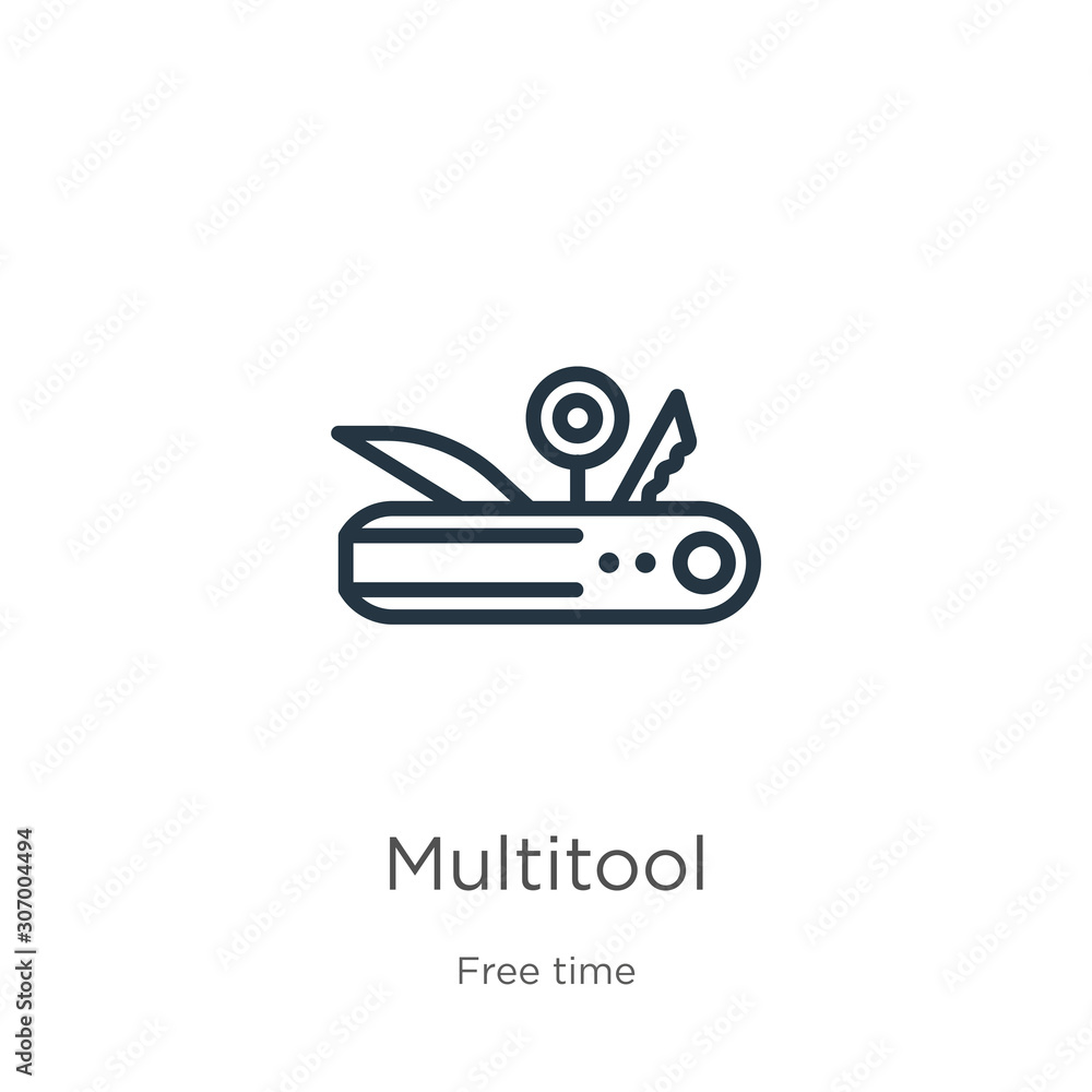 Aufkleber multitool icon. thin linear multitool outline icon isolated on white background from free time colle