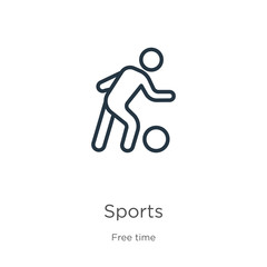 Sports icon. Thin linear sports outline icon isolated on white background from hobbies collection. Line vector sports sign, symbol for web and mobile