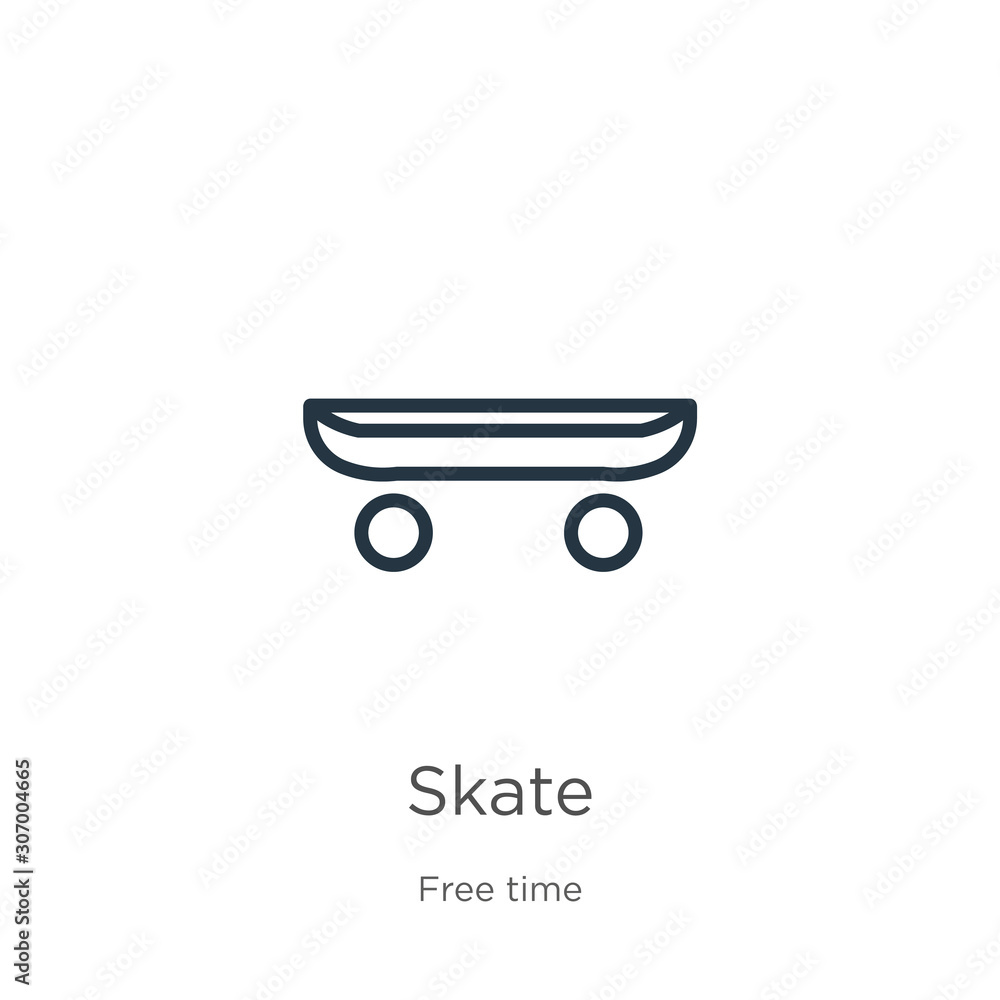 Poster skate icon. thin linear skate outline icon isolated on white background from free time collection. l