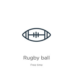 Rugby ball icon. Thin linear rugby ball outline icon isolated on white background from free time collection. Line vector rugby ball sign, symbol for web and mobile
